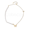 Bowknot Alloy Shell Pearl Beaded Necklaces EJEW-JN04819-2