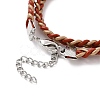 Cowhide Leather Braided Twist Rope Two Loops Wrap Bracelet with Brass Clasps for Women BJEW-JB09111-6