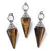 Natural Tiger Eye Faceted Cone Big Pendants G-P552-04P-06-1