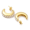 Brass Crescent Moon Stud Earrings with Plastic Pearl Beaded EJEW-Q785-21G-2