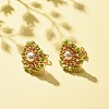 Shell Pearl & Glass Seed Braided Flower Stud Earrings EJEW-JE04921-05-3