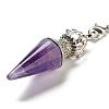 Natural Amethyst Pointed Dowsing Pendulums AJEW-P113-01P-01-3