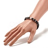 Round Natural Lava Rock with Alloy Beads Stretch Bracelet BJEW-JB07459-3