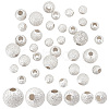 PandaHall Elite 35Pcs 3 Size Round 925 Sterling Silver Textured Beads STER-PH0001-68-1