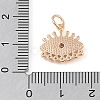 Brass Pave Clear Cubic Zirconia & Shell Eye Charms with Jump Rings KK-Q816-04G-3