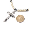 Jesus Cross Alloy Pendant Necklaces for Women Men NJEW-JN03990-3
