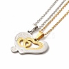 Matching Heart Couple Pendant Necklaces & Stud Earrings SJEW-E045-08GP-2