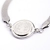 Tarnish Resistant Flat Round with Human 201 Stainless Steel Link Bracelets with 304 Stainless Steel Chain BJEW-O108-02P-2