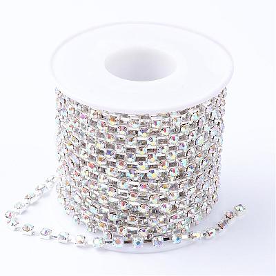 Brass Rhinestone Strass Chains CHC-T002-SS10-02S-1