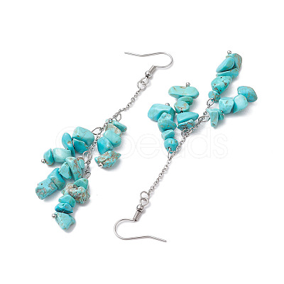 Synthetic Turquoise Chips Cluster Earrings EJEW-JE05837-1