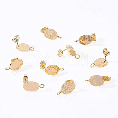 Brass Stud Earring Findings KK-BC0006-63G-1