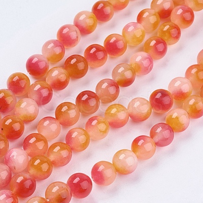 Two Tone Natural White Jade Bead Strands X-G-R165-8mm-06-1