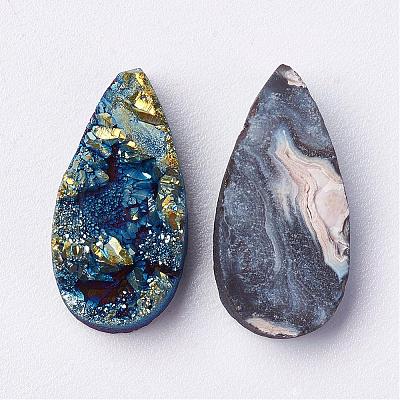 Electroplated Natural Druzy Agate Cabochons G-F389-G06-1