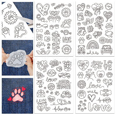 4 Sheets 11.6x8.2 Inch Stick and Stitch Embroidery Patterns DIY-WH0455-065-1