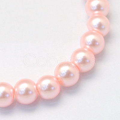 Baking Painted Pearlized Glass Pearl Round Bead Strands HY-Q330-8mm-70-1