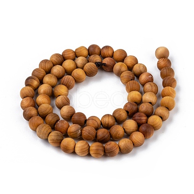 Natural Wood Beads Strand WOOD-F006-01-6mm-1