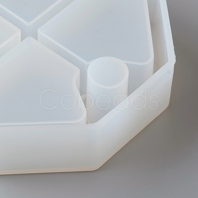 DIY 4 Compartments Octagon Layered Rotating Storage Box AJEW-D046-13A-1