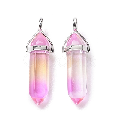 Faceted Bullet Glass Pointed Pendants KK-E282-01P-03-1