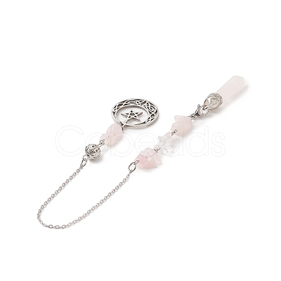 Natural Rose Quartz Pointed Dowsing Pendulums PALLOY-JF02009-05-1