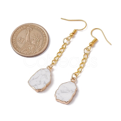 Nuggets Natural Howlite Dangle Earrings EJEW-JE05683-03-1