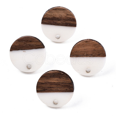 Opaque Resin & Walnut Wood Stud Earring Findings X-MAK-N032-008A-B06-1