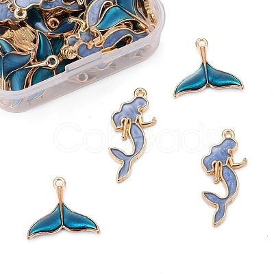 50Pcs 2 Style Alloy Enamel Pendants X1-ENAM-LS0001-10LG-1