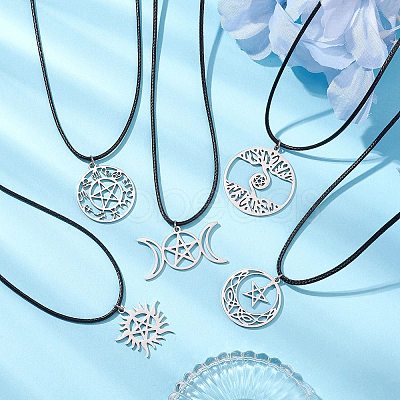 Star Theme 201 Stainless Steel Pendant Necklaces NJEW-JN04849-1