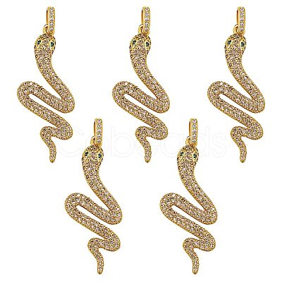 5Pcs Brass Micro Pave Cubic Zirconia Pendants ZIRC-SZ0002-77-1