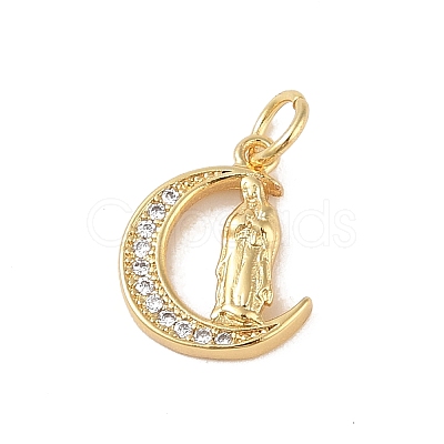 Brass Micro Pave Clear Cubic Zirconia Charms KK-E111-32D-G-1