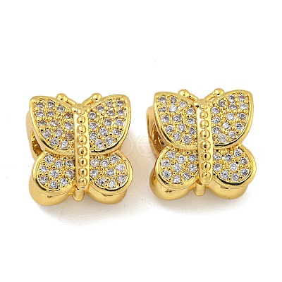 Rack Plating Brass Micro Pave Cubic Zirconia Beads KK-I718-42G-1