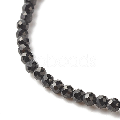 Natural Black Spinel Beads Stretch Bracelet for Women BJEW-JB07420-02-1