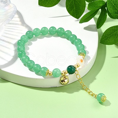 Natural Malaysia Jade Beads Stretch Bracelets for Women BJEW-JB11360-03-1