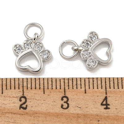 Rack Plating Brass Micro Pave Clear Cubic Zirconia Charms KK-U030-07P-1