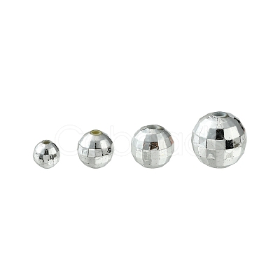 Faceted Round Plated Acrylic Beads PACR-YW0001-21-1