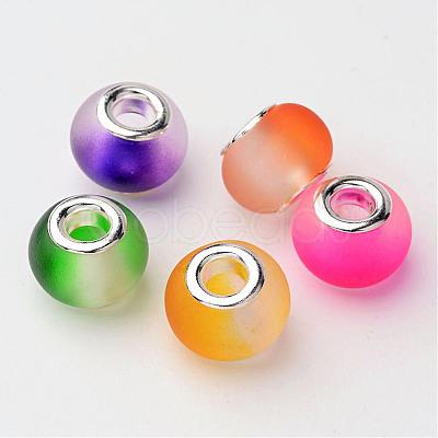 Two Tone Glass European Beads X-GPDL-Q011-M2-1