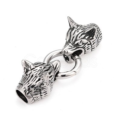 Wolf Head Stainless Steel Spring Gate Rings STAS-Q209-33-1