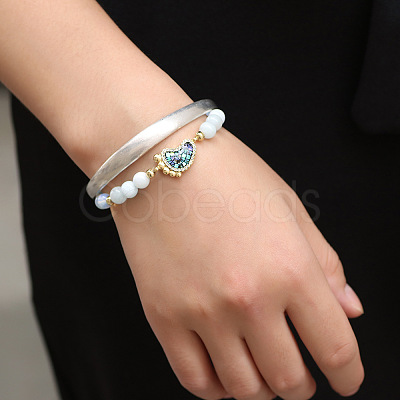 Opalite Stretch Bracelets BJEW-F352-18G-1