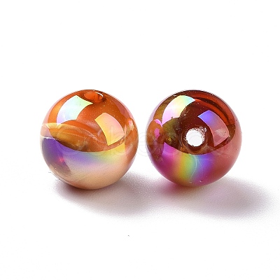 UV Plating Rainbow Iridescent Acrylic Beads PACR-H003-25-1