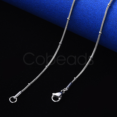 Non-Tarnish 304 Stainless Steel Round Snake Chain Necklace NJEW-S420-009B-P-1