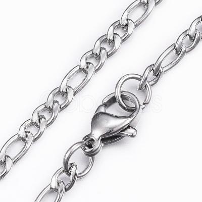 Non-Tarnish 304 Stainless Steel Figaro Chain Necklaces NJEW-H445-01P-1