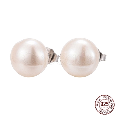 Valentine Presents for Her 925 Sterling Silver Ball Stud Earrings EJEW-D029-9mm-2-1