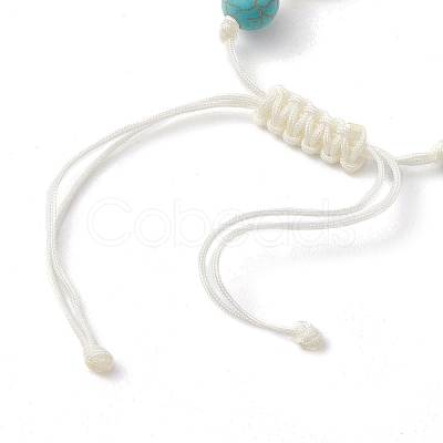 Summer Beach Shell & Synthetic Turquoise Braided Bead Bracelets BJEW-JB10373-1