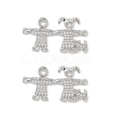 Brass Micro Pave Clear Cubic Zirconia Connector Charms KK-E068-VB333-1