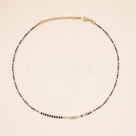 Bohemian-style semi-precious gemstone rice bead necklace ST0276780-1