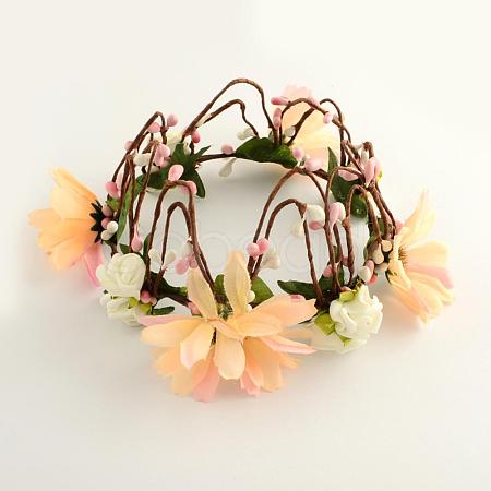 Cloth Flower Headbands with Iron Wires OHAR-R256-19A-1