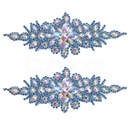 Flower Glitter Glass Hotfix Rhinestone FIND-WH0050-29B-1