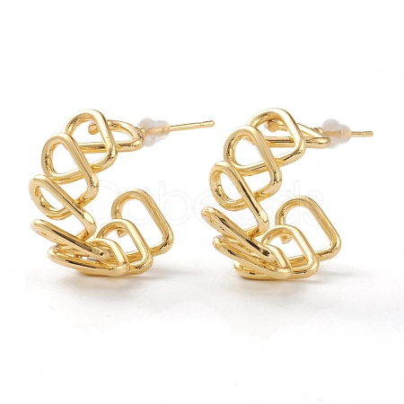 Brass Half Hoop Earrings EJEW-A056-19G-1