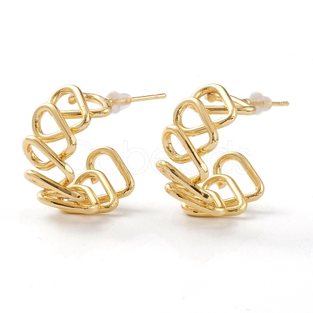 Brass Half Hoop Earrings EJEW-A056-19G-1