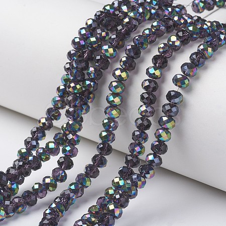 Electroplate Transparent Glass Beads Strands EGLA-A034-T1mm-Q09-1