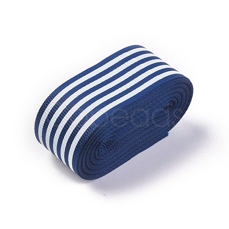 Stripe Pattern Printed Cotton Grosgrain Ribbon OCOR-WH0051-A05-1